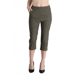 Pantaloni Rachel Marime Mare Dama ,Kaki ,Trei Sferturi 3/4